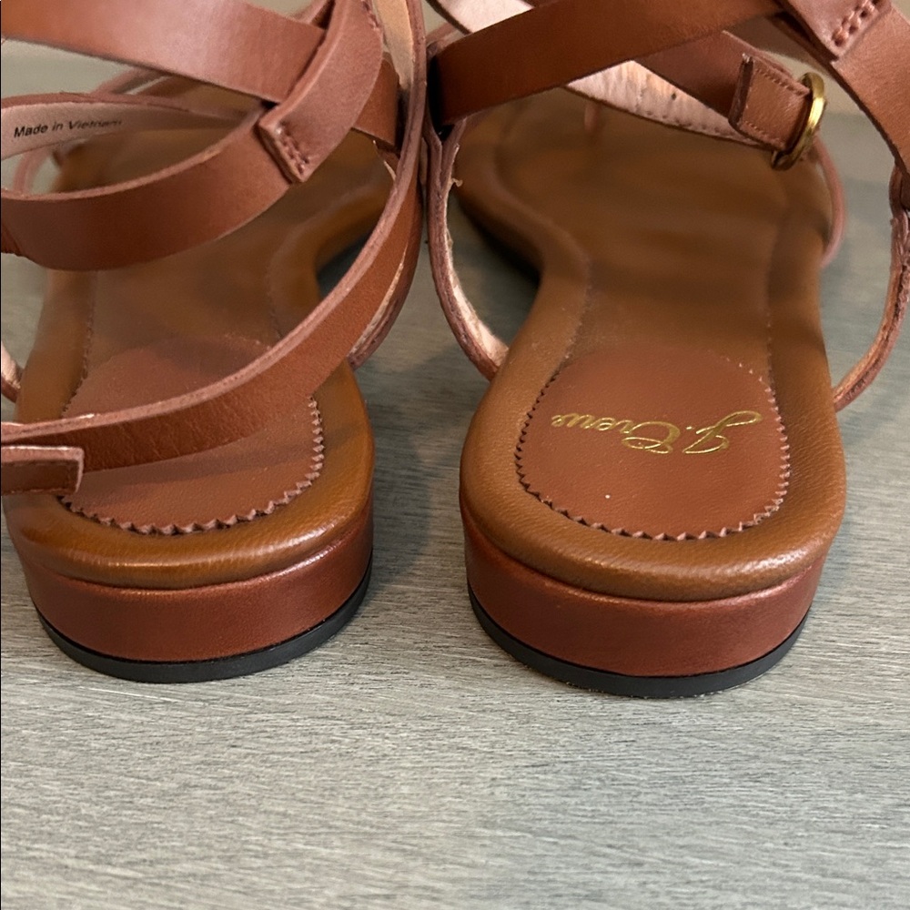 J. Crew Women's Leather Toe Ring Strappy Sandals 6.5 Excellent Condition Brown - Picture 4 of 10